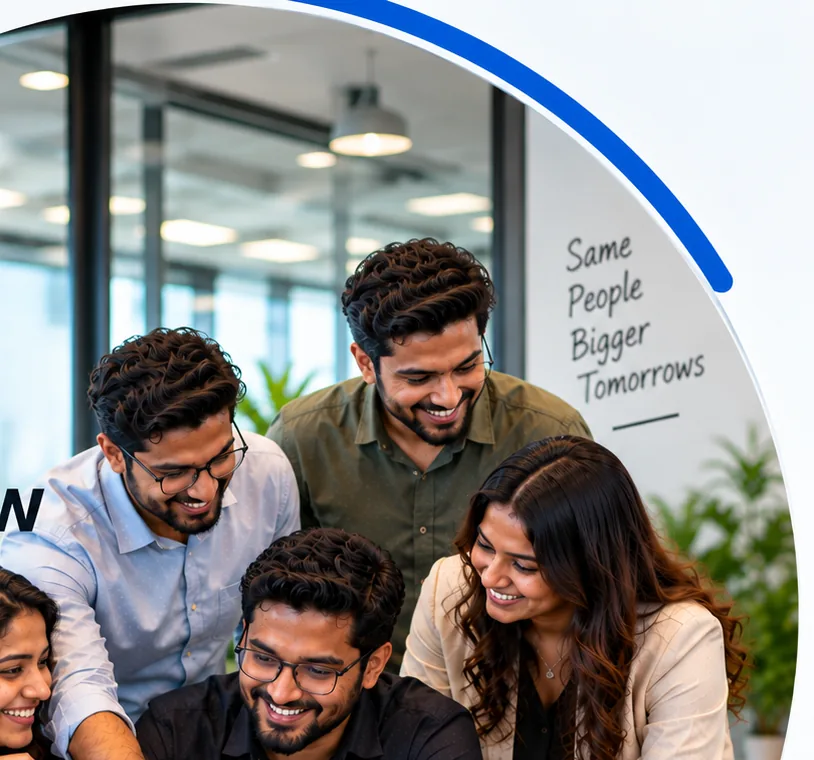 A team in conversation during a meeting